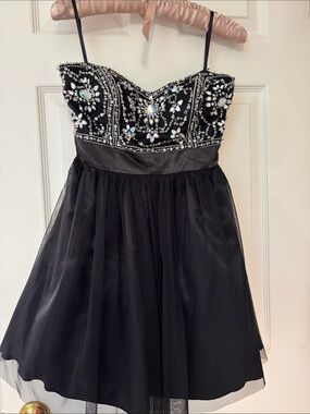 Deb Black Beaded Strapless Party Dress. Size 5/6. Homecoming.